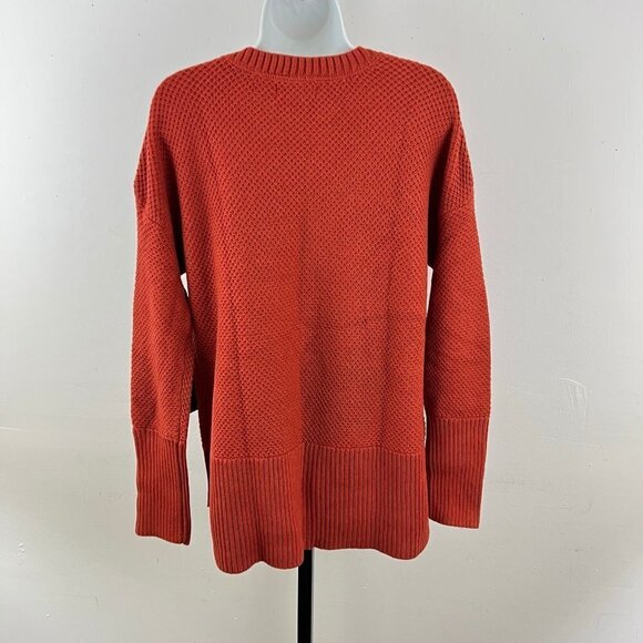 Rachel Zoe Women's Orange Crewneck Sweater with Button Detail Shoulders L - Picture 10 of 12